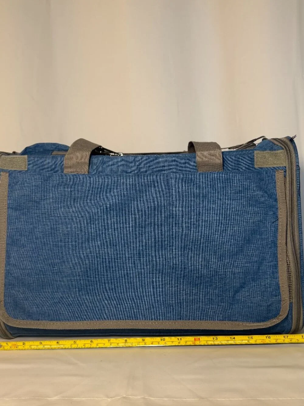 Soft Pet Carrier Tote Bag Blue 18x12x11 Dog Cat Travel Crate Carry Sherpa EUC